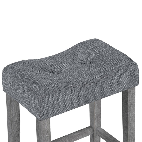 English Elm Bar Table Set with Stools Built-in Charging Outlet Industrial Loft Dining W1781P145876