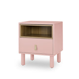 Hearth and Haven Hike Nightstand with Open Storage, Drawer and Leather Handle, Pink W1781P148620