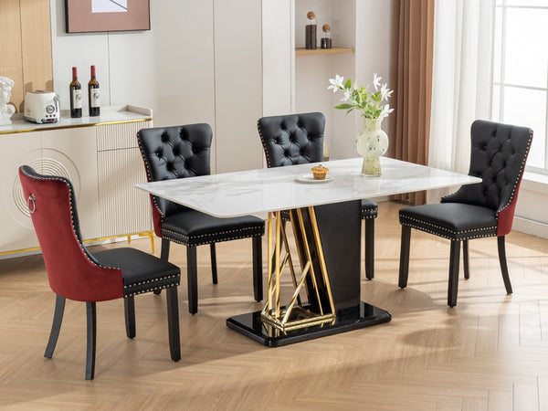 English Elm A&a Tufted Velvet Dining Chairs with Nailhead Trim Solid Wood Legs Set of 2 W1143P151482