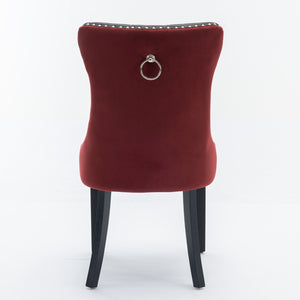 English Elm A&a Tufted Velvet Dining Chairs with Nailhead Trim Solid Wood Legs Set of 2 W1143P151482