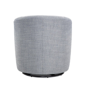 English Elm Lainey Indigo Herringbone Swivel Barrel Chair - Compact 360° Comfort, Dacron-Wrapped Cushion, Blue B050P155865