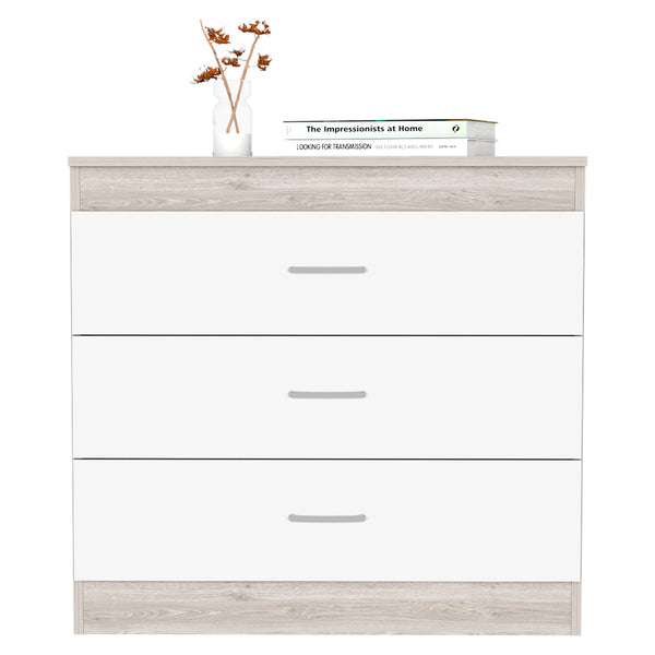 English Elm Dresser with 3 Spacious Drawers, Light Gray & White Finish, Sturdy Metal Hardware, Versatile Top Multicolor 36.22 L x 20.47 W x 7.09 H B097133222