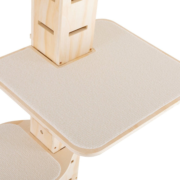English Elm 9' Floor to Ceiling Pine Cat Tree Multi Level Climbing Tower with Flannel Perch Shelves W2181P156876