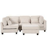 Hearth and Haven U_Style 5 Pieces L Shaped Sofa with Removable Ottomans and Comfortable Waist Pillows WY000384AAA