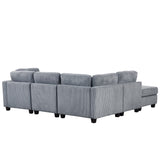 English Elm 5 Pieces L Shaped Sofa With Removable Ottomans and Comfortable Waist Pillows