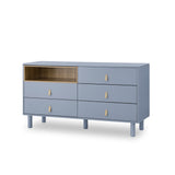 Hearth and Haven Hike Dresser with Open Storage, 5 Drawers and Leather Handles, Blue W1781P148615