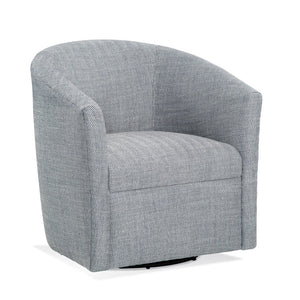 English Elm Lainey Indigo Herringbone Swivel Barrel Chair - Compact 360° Comfort, Dacron-Wrapped Cushion, Blue B050P155865