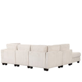 English Elm 5 Pieces L Shaped Sofa With Removable Ottomans and Comfortable Waist Pillows