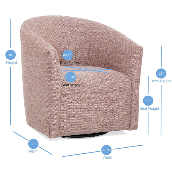 English Elm Lainey Red Henna Swivel Barrel Chair - Compact 360° Swivel, Herringbone Polyester, Dacron Seat Comfort B050P155866