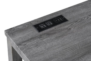 English Elm Bar Table Set with Stools Built-in Charging Outlet Industrial Loft Dining W1781P145876