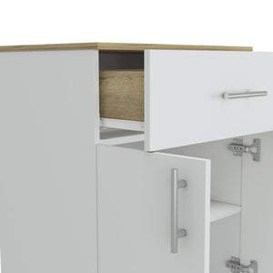 English Elm Pantry Organizer Cabinet with Drawer & Shelves, 33" H, Easy Interlock Assembly, Durable Particleboard Finish B097120607