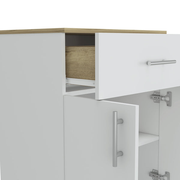 English Elm Pantry Organizer Cabinet with Drawer & Shelves, 33" H, Easy Interlock Assembly, Durable Particleboard Finish B097120607