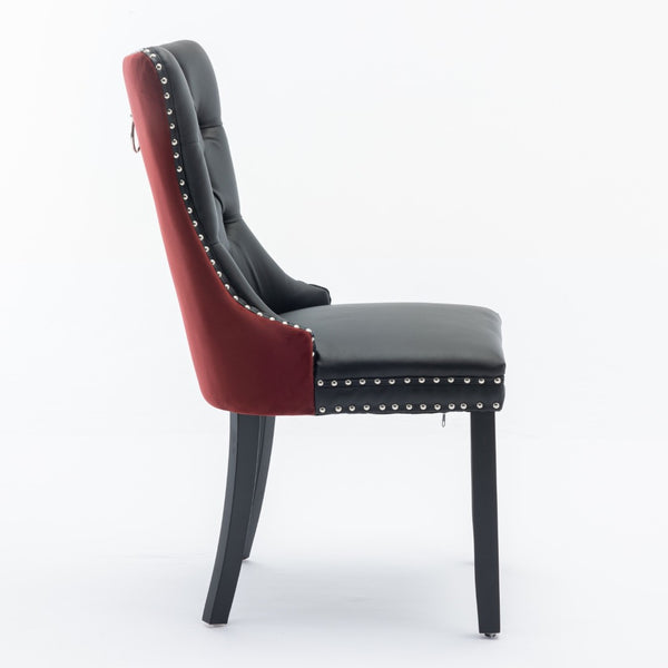 English Elm A&a Tufted Velvet Dining Chairs with Nailhead Trim Solid Wood Legs Set of 2 W1143P151482