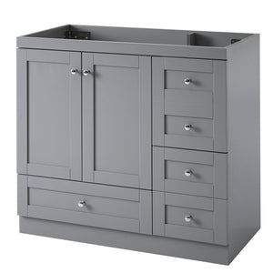 English Elm [Cabinet] 36" Shaker Bathroom Vanity Cabinet with 4 Drawers & 2 Doors, MDF, Soft-Close Storage Solution Gray WF313813AAE