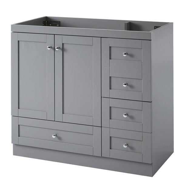 English Elm [Cabinet] 36" Shaker Bathroom Vanity Cabinet with 4 Drawers & 2 Doors, MDF, Soft-Close Storage Solution Gray WF313813AAE