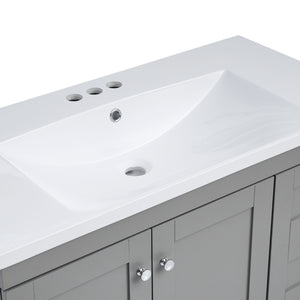 English Elm 36 Inch Shaker Style Free-Standing Bathroom Vanity Cabinet with Resin Sink, Soft-Close Storage Elegance Gray SV000021AAE