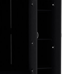 English Elm Ohio Armoire Spacious 3-Door Wardrobe with 2 Drawers, 4-Tier Shelves, Hanging Rods & Metal Handles Black 74 L x 23 W x 2 H B200S00290