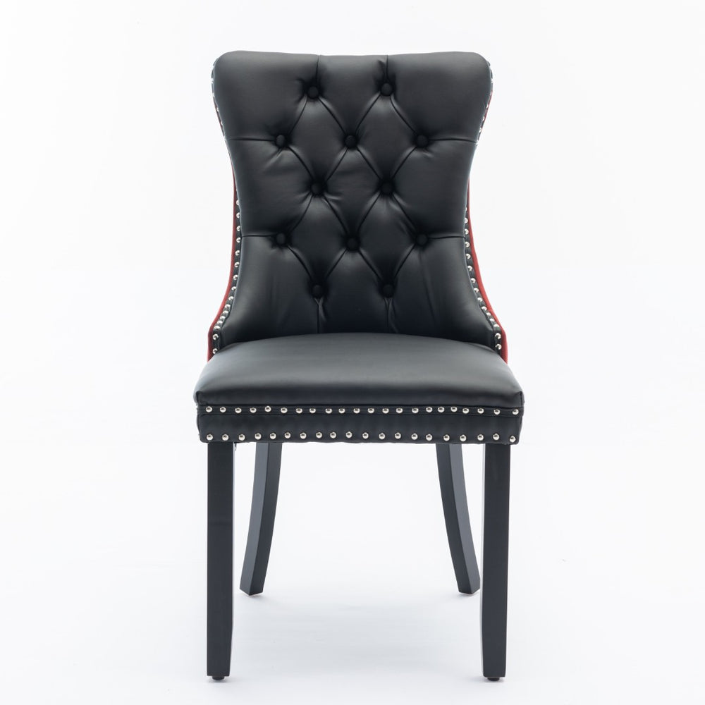 English Elm A&a Tufted Velvet Dining Chairs with Nailhead Trim Solid Wood Legs Set of 2 W1143P151482