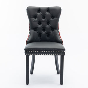 English Elm A&a Tufted Velvet Dining Chairs with Nailhead Trim Solid Wood Legs Set of 2 W1143P151482