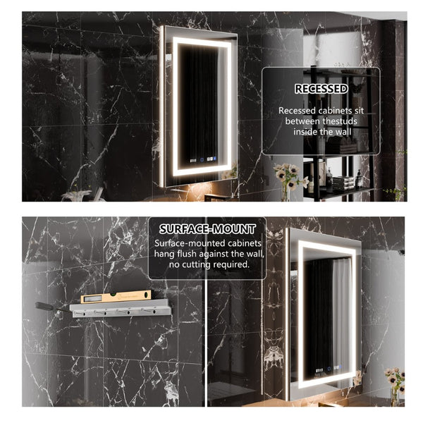 English Elm Front&backlit Led Medicine Cabinet with Anti-fog Gfci Outlet Vanity Mirror Bath Storage W637P148120