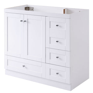 English Elm [Cabinet] 36" Shaker Bathroom Vanity Cabinet with 4 Drawers & 2 Doors, MDF, Soft-Close Storage Solution White WF313813AAK
