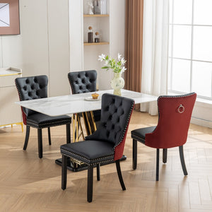 English Elm A&a Tufted Velvet Dining Chairs with Nailhead Trim Solid Wood Legs Set of 2 W1143P151482