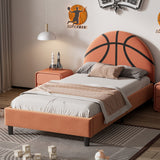 Hearth and Haven Basketball Design Upholstered Twin Platform Bed Sport Style Bed For Boys & Girls, Teens WF322723AAA