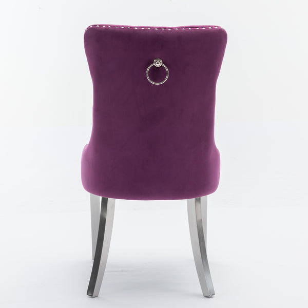 English Elm Nikki Elegant Tufted Velvet Dining Chair with Solid Wood Frame, High-Density Foam & Steel Spring Purple W1143P151489