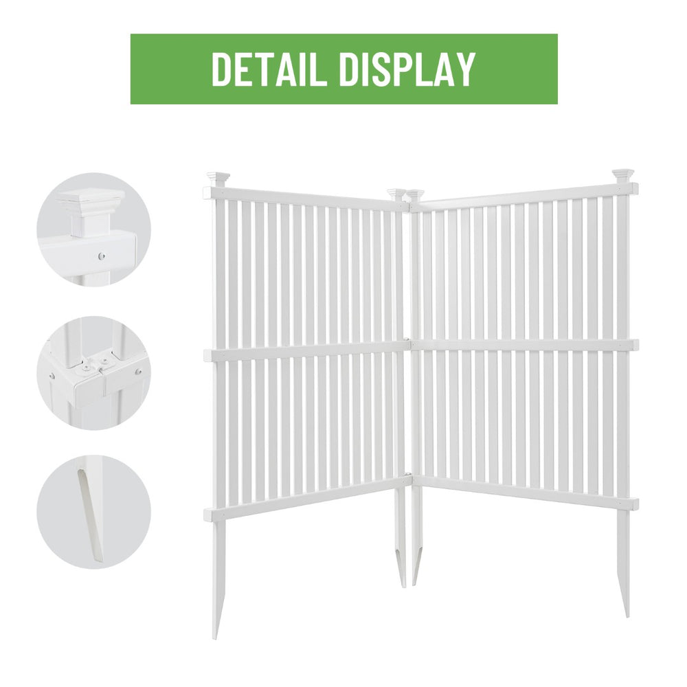 English Elm Privacy Screen Vinyl Lattice Panel Set Outdoor Enclosure for Patio and Garden Spaces B100128101