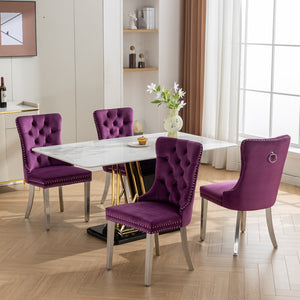 English Elm Nikki Elegant Tufted Velvet Dining Chair with Solid Wood Frame, High-Density Foam & Steel Spring Purple W1143P151489