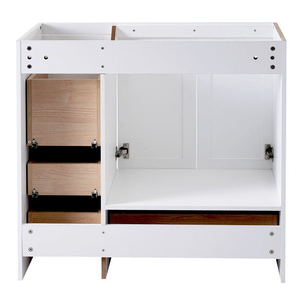 English Elm [Cabinet] 36" Shaker Bathroom Vanity Cabinet with 4 Drawers & 2 Doors, MDF, Soft-Close Storage Solution White WF313813AAK
