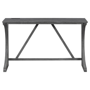 English Elm Bar Table Set with Stools Built-in Charging Outlet Industrial Loft Dining W1781P145876