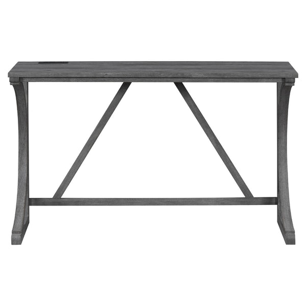 English Elm Bar Table Set with Stools Built-in Charging Outlet Industrial Loft Dining W1781P145876