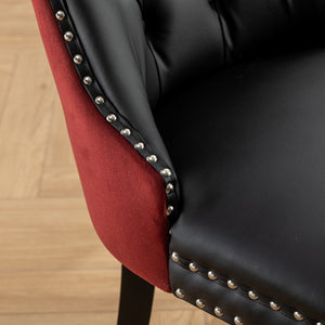 English Elm A&a Tufted Velvet Dining Chairs with Nailhead Trim Solid Wood Legs Set of 2 W1143P151482