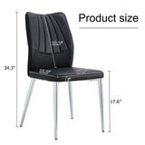 English Elm Four Black Dining Chairs. Modern Chairs From The Middle Ages. Made Of Pu Material Cushion and Silver Metal Legs. Suitable For Restaurants and Living Rooms C-009