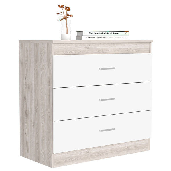 English Elm Dresser with 3 Spacious Drawers, Light Gray & White Finish, Sturdy Metal Hardware, Versatile Top Multicolor 36.22 L x 20.47 W x 7.09 H B097133222