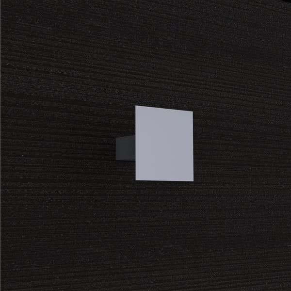 English Elm Nightstand with Two Drawers & Open Shelf, 22"H Black Engineered Wood, Metal Handles, Modern Durable Design B097133085