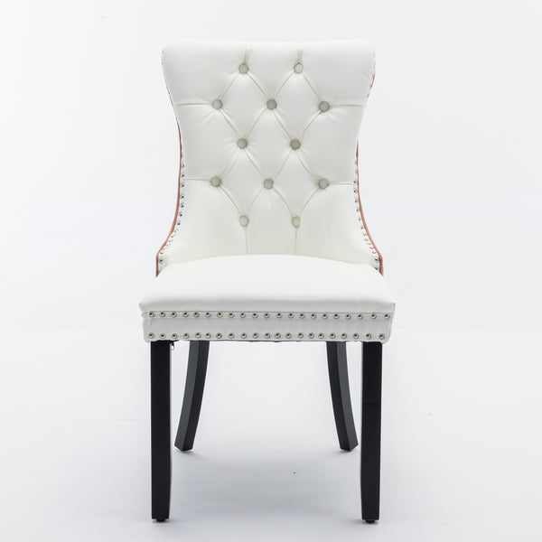 English Elm A&A Modern Nikki Tufted Dining Chair Set of 2 — White PU & Pink Velvet, Solid Wood Legs, Nailhead Trim, Chic W1143P357046