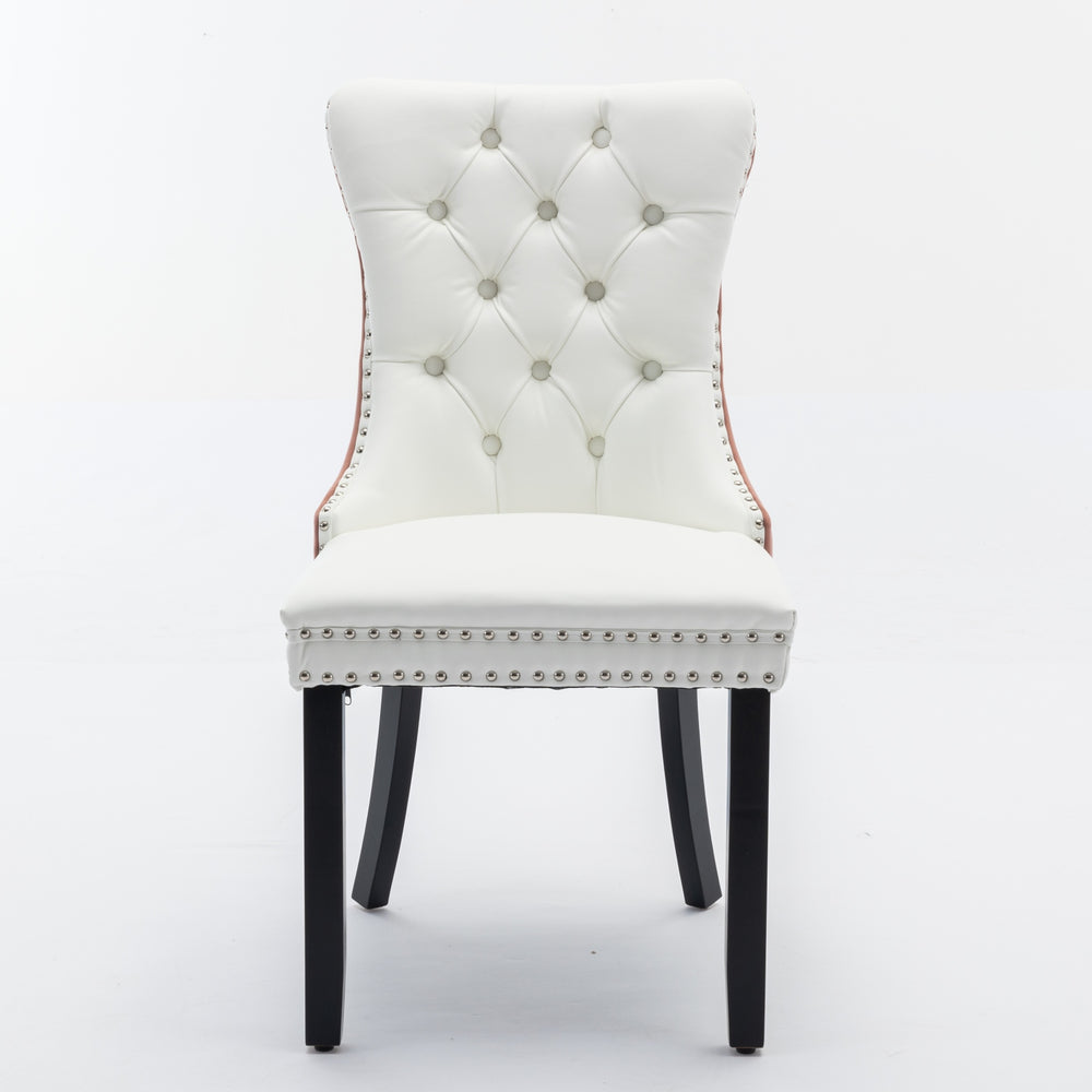 English Elm A&A Nikki Modern Tufted Dining Chairs Set of 2 — White PU & Pink Velvet, Nailhead Trim, Wood Legs W1143P357046