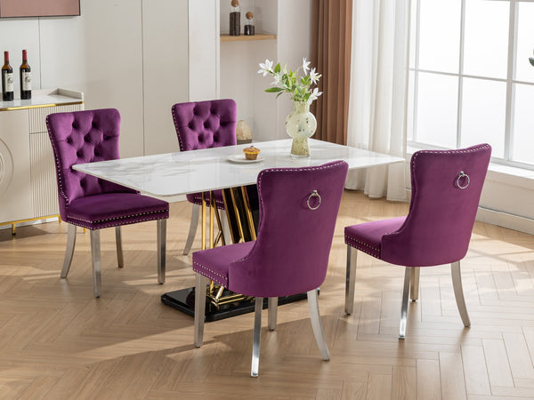 English Elm Nikki Elegant Tufted Velvet Dining Chair with Solid Wood Frame, High-Density Foam & Steel Spring Purple W1143P151489