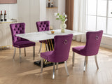 English Elm Nikki Collection Modern, High-End Tufted Solid Wood Contemporary Velvet Upholstered Dining Chair With Chrome Stainless Steel Plating Legs,Nailhead Trim,Set Of 2,Purple and Chrome, Sw1701Pp