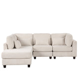 Hearth and Haven U_Style 5 Pieces L Shaped Sofa with Removable Ottomans and Comfortable Waist Pillows WY000384AAA