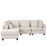 English Elm 5 Pieces L Shaped Sofa With Removable Ottomans and Comfortable Waist Pillows