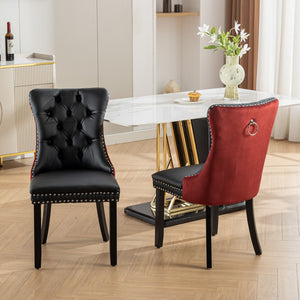 English Elm A&a Tufted Velvet Dining Chairs with Nailhead Trim Solid Wood Legs Set of 2 W1143P151482