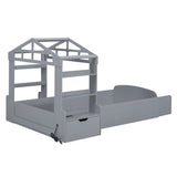 Hearth and Haven Twin Size House Bed with Bench, Socket and Shelves LP000344AAE