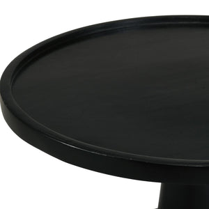 English Elm Black Pedestal Accent Table - Eco-Friendly Mango Wood With Jug-Inspired Base & Lipped Top Design B062S00360