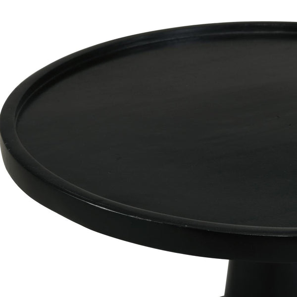 English Elm Black Pedestal Accent Table - Eco-Friendly Mango Wood With Jug-Inspired Base & Lipped Top Design B062S00360