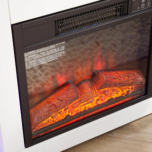 English Elm TV 58" Electric Fireplace TV Stand with 3D Realistic Flame, LED Lights, USB & AC Power Strip, Modern Media Console White W2275P149866