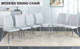 English Elm 6 Light Gray Dining Chairs. Modern Chairs From The Middle Ages. Made Of Pu Material Cushion and Silver Metal Legs. Suitable For Restaurants and Living Rooms C-009