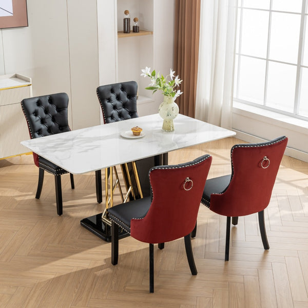 English Elm A&a Tufted Velvet Dining Chairs with Nailhead Trim Solid Wood Legs Set of 2 W1143P151482